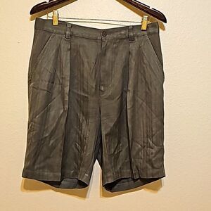Tommy Bahama Relax Silk Shorts Mens 33 Green Walking Casual Pleated